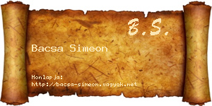 Bacsa Simeon névjegykártya
